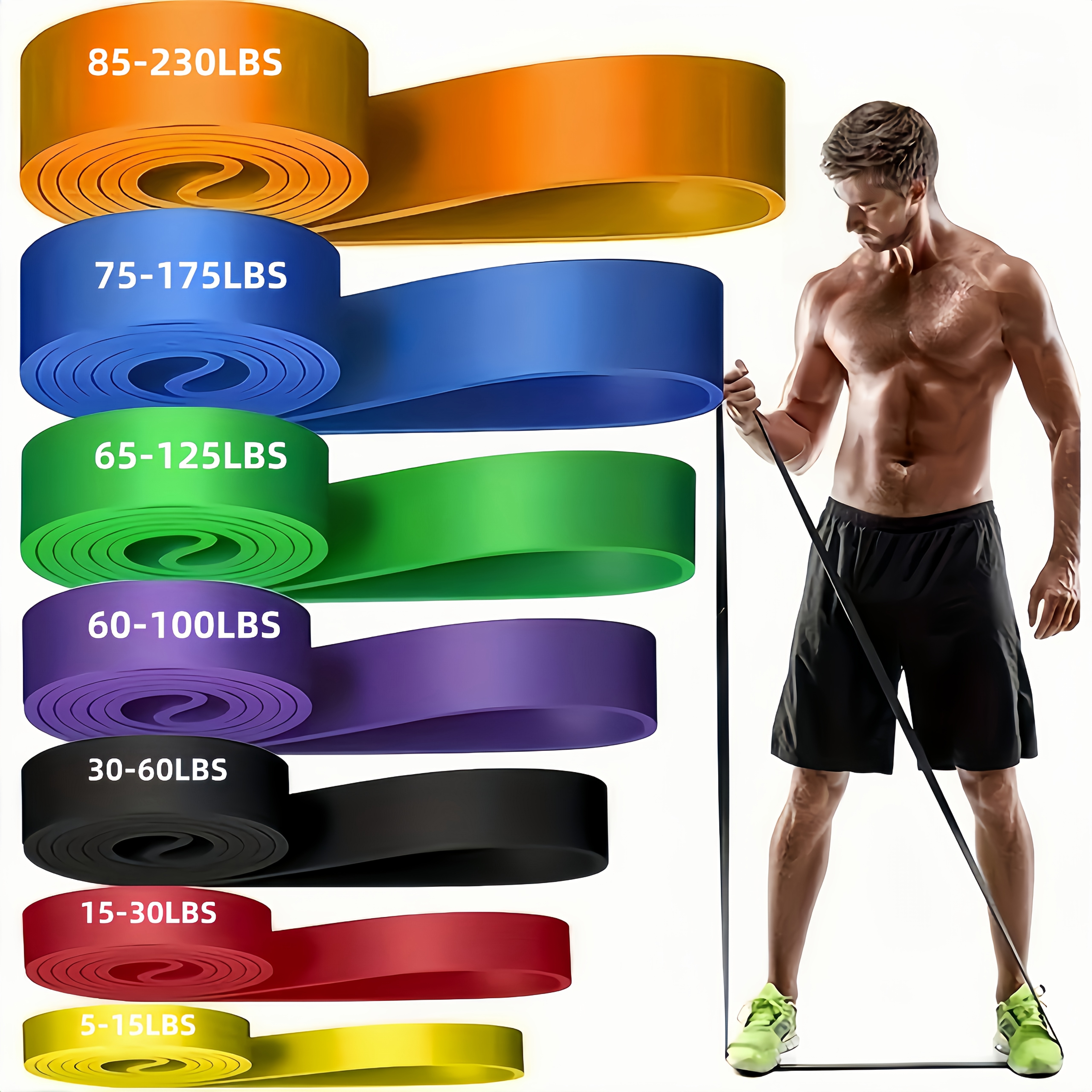 

6 Types Of , Pull Assistance Bands - Fitness Bands, Exercise Bands, Long Set Suitable For Workouts, Fitness, Training, Stretching, Suitable For Men And Women, Ideal For Muscle Training.