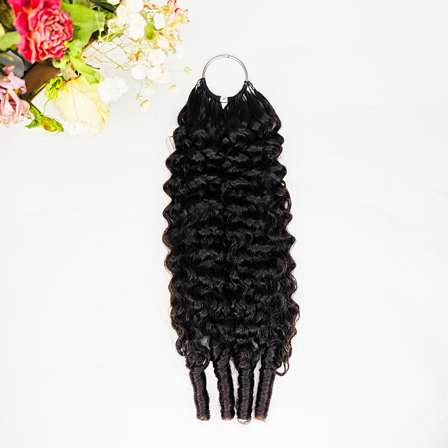 TEMU Capelli all'uncinetto ricci da 60g per donna, ciocche di capelli ricci pre-separati con miracolosi invisibili, estensioni di capelli