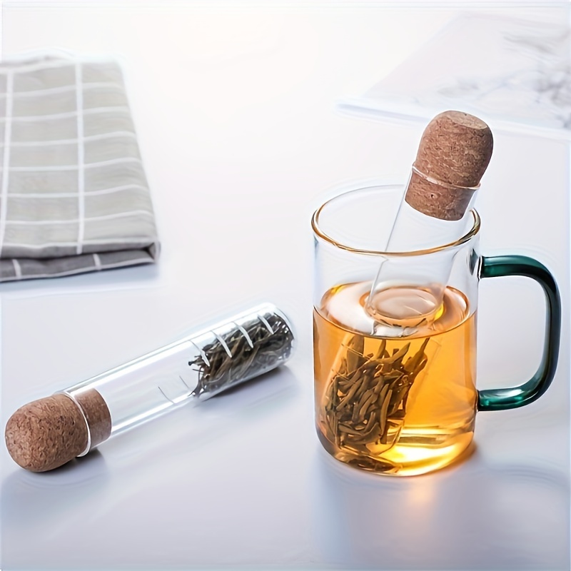 

Glass Tea Infuser Set - 1 Piece Or 2 Pieces, Transparent Tea Strainer Tube With Cork Stopper, Elegant Brewing Accessories For Loose Leaf Tea