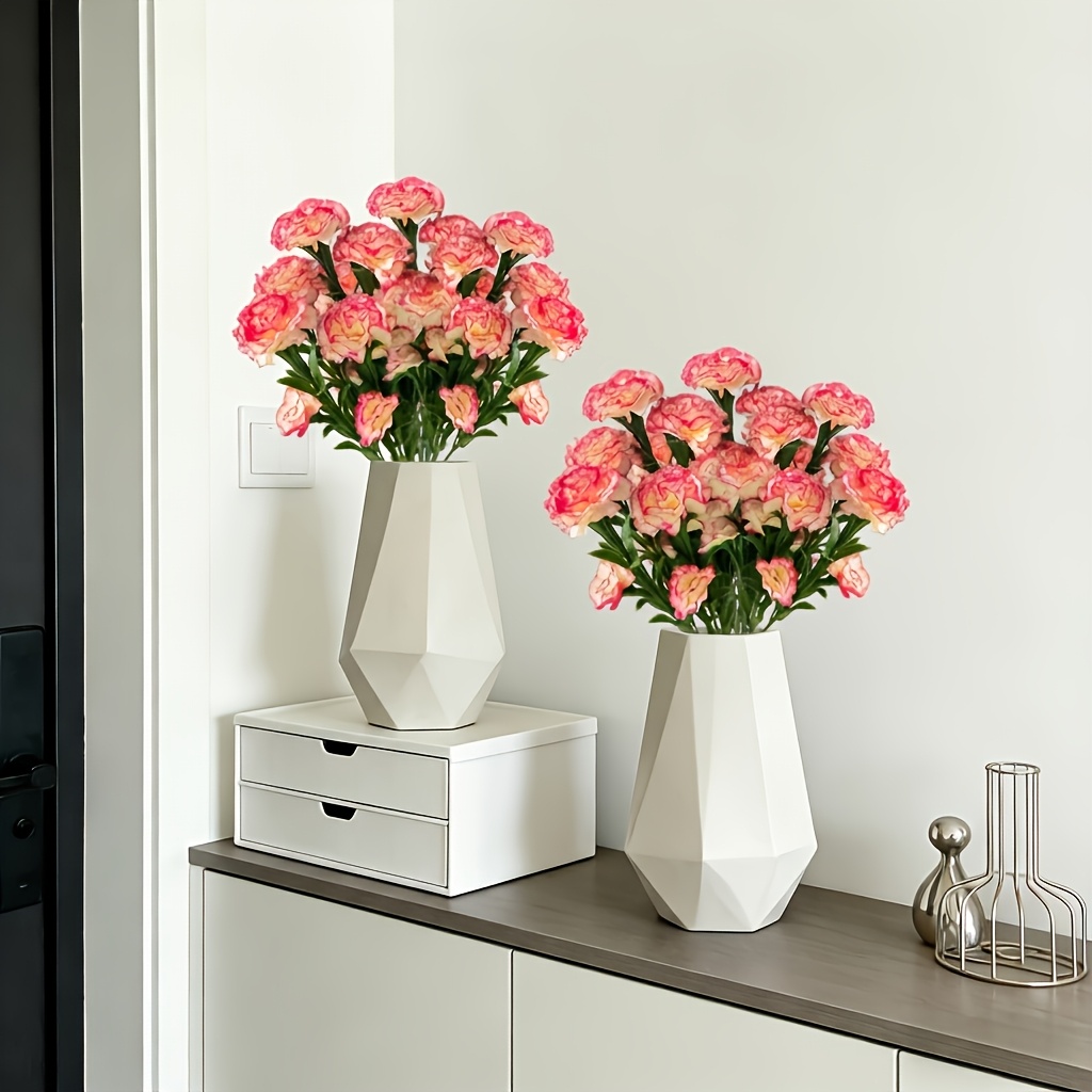 TEMU 2 Bundles Of 28pcs Flower Heads - Elegant Red- Carnations - Realistic Artificial Flowers, No Maintenance Required, Suitable For Mother's Day,