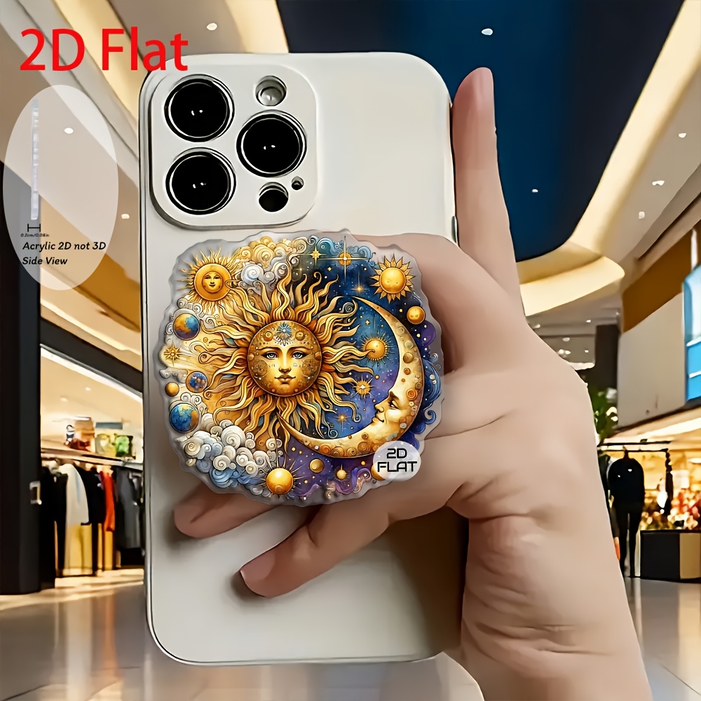TEMU 2d Flat Fashion Pattern Acrylic Retractable Mobile Phone Holder, Mobile Phone Holder