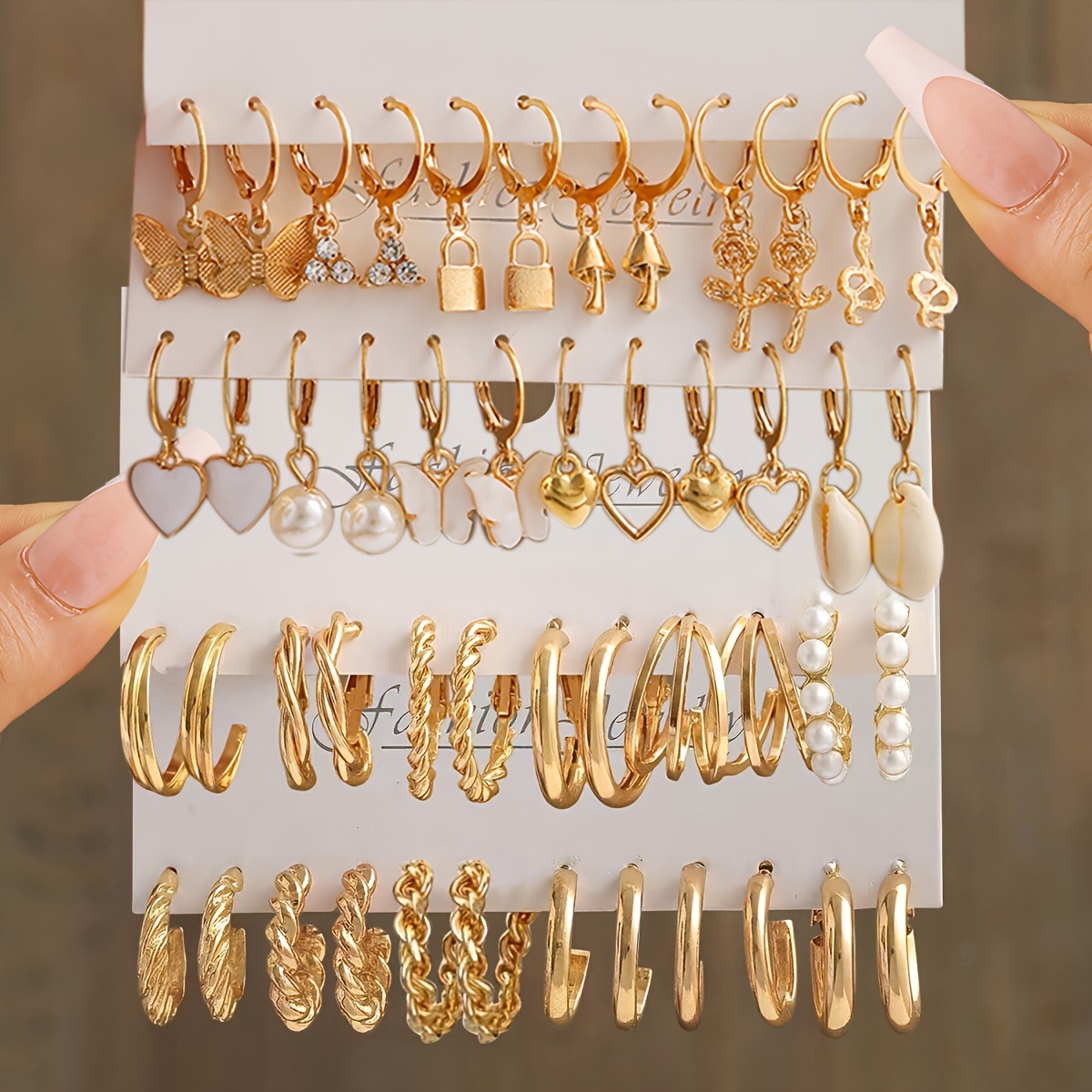 

48 Pieces Golden Hoop Earrings Set For Women Hypoallergenic Hoops Dangle Earring Packs For Birthday Party Christmas Fashion Jewelry Gift