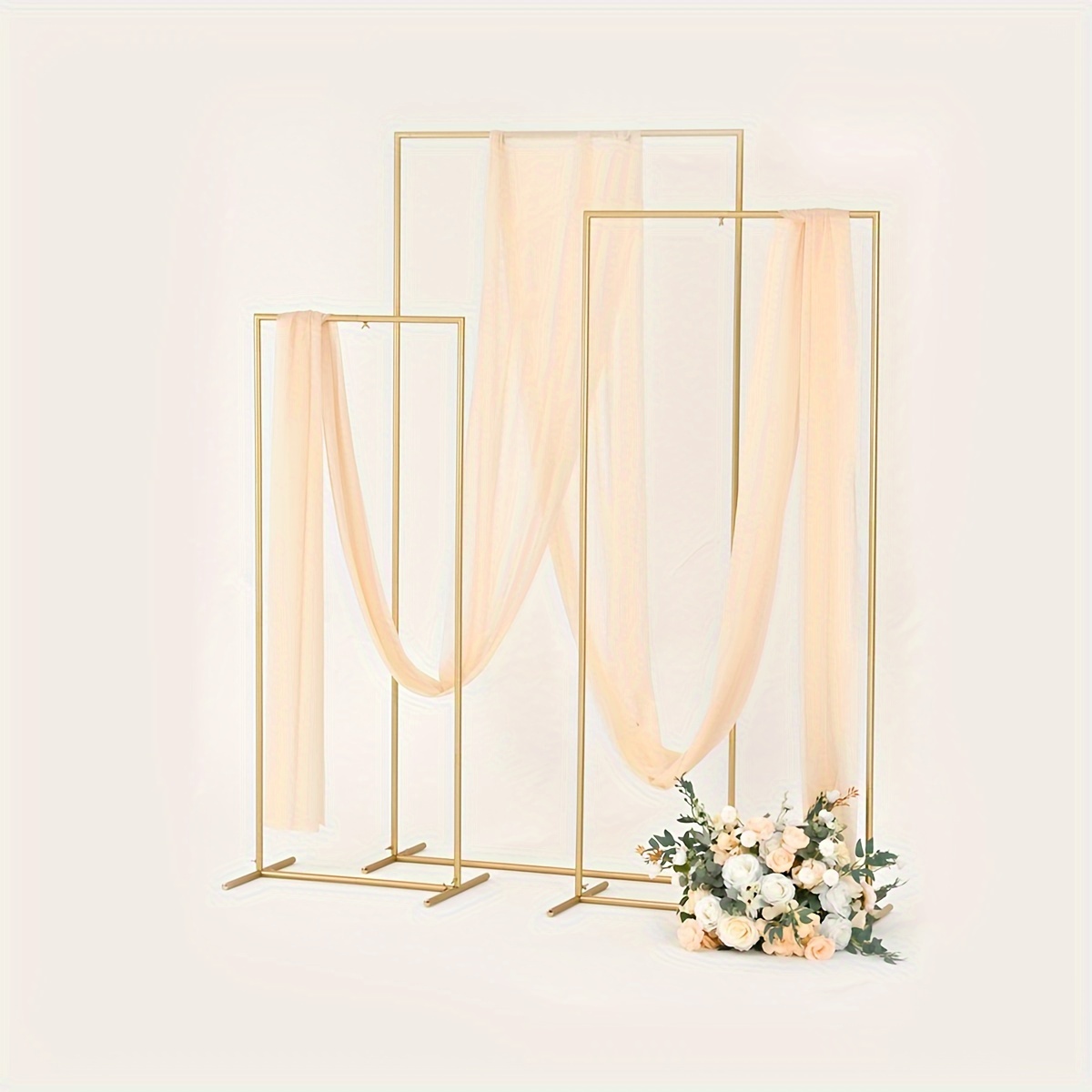 

Set Of 3 Backdrop Stand (6.6ft, 5.9ft, 4.9ft) Arched Metal Frame For Parties Decoration