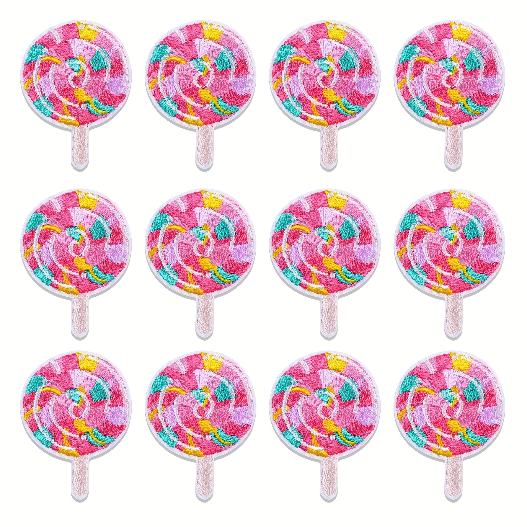 Image of 12pcs Set Of Colorful Lollipop Pattern Embroidered Patches For Clothing And Bags