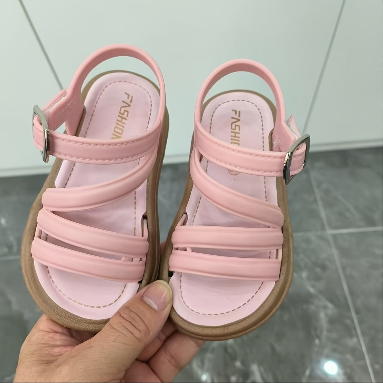 TEEOEC Girls' Summer Sandals 2024 Upgraded Lightweight Breathable Princess Shoes with Adjustable Straps, Geometric & Striped Patterns, Durable PVC Soft Sole for Outdoor Beach Casual - 3 Colors (Black/Brown/White & Pink), Cute Sandals, Beach Wear for Youngsters, Trendy Youngsters Footwear, Flexible Youngsters's Footwear, Stylish Youngsters Footwear, Comfortable Youngsters Footwear