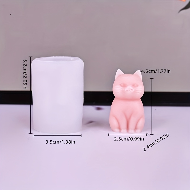 TEMU Mini Sitting Cat Scented Candle Silicone Mold Diy Kitten Aromatherapy Plaster Home Decor Silicone Mold