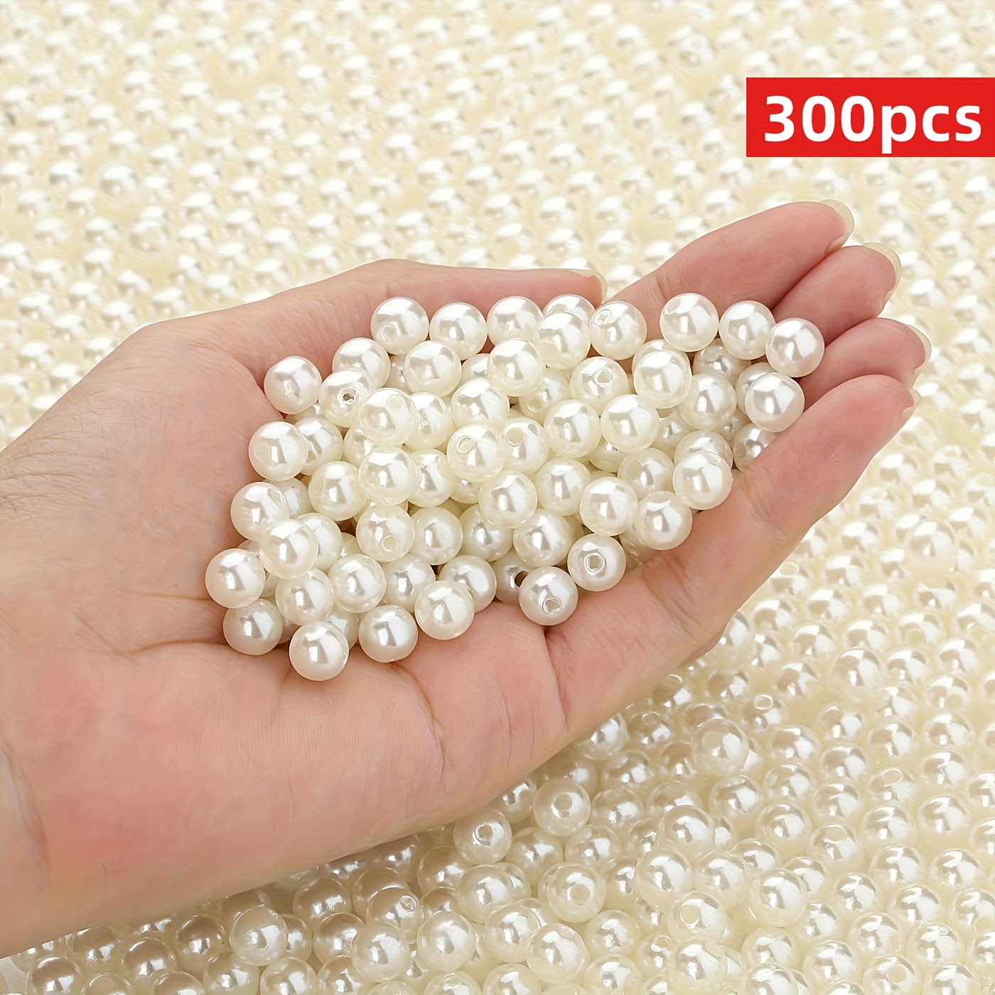 TEMU Perles acryliques colorées de 8 mm, 300 pièces, couleurs aléatoires disponibles au choix - Teintes vives, perles rondes à trou droit pour