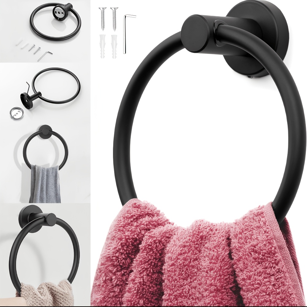 E-shop Handtuchhalter für Badezimmerwand, Handtuchring – Robuster Handtuchhalter für Bad, Küche – Moderner runder wandmontierter Handtuchständer,