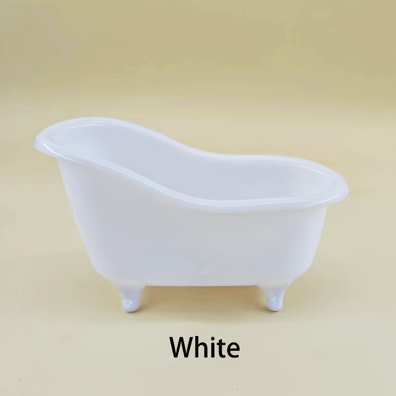 Image of 1/4pcs Creative Small Bathtub Cosmetic Storage Box Makeup Brush Plastic Storage Box Mini Desktop Storage Box Small Size