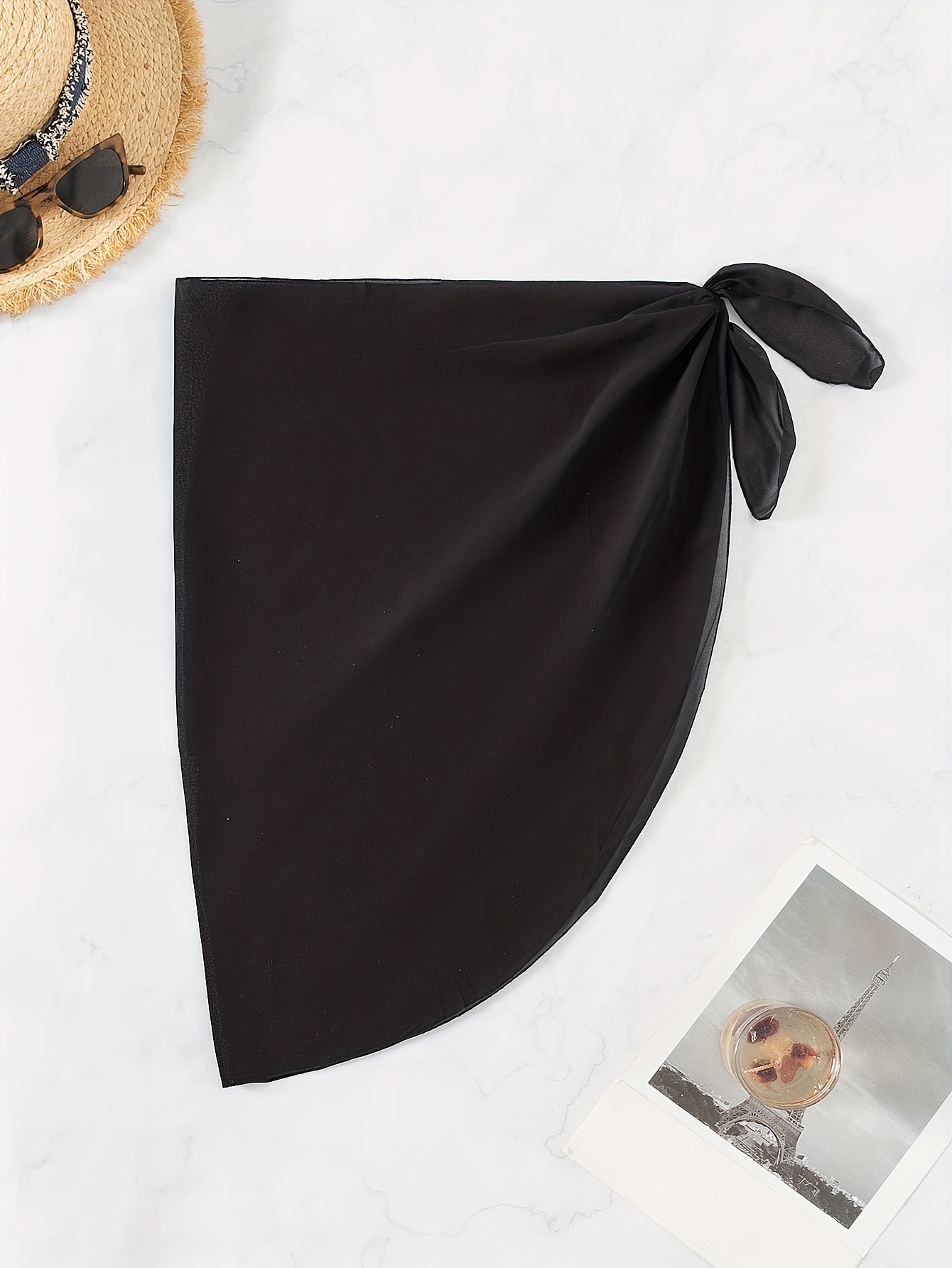 Solid Color Black White Cover Semi Sheer Mesh Wrap Skirts - Temu