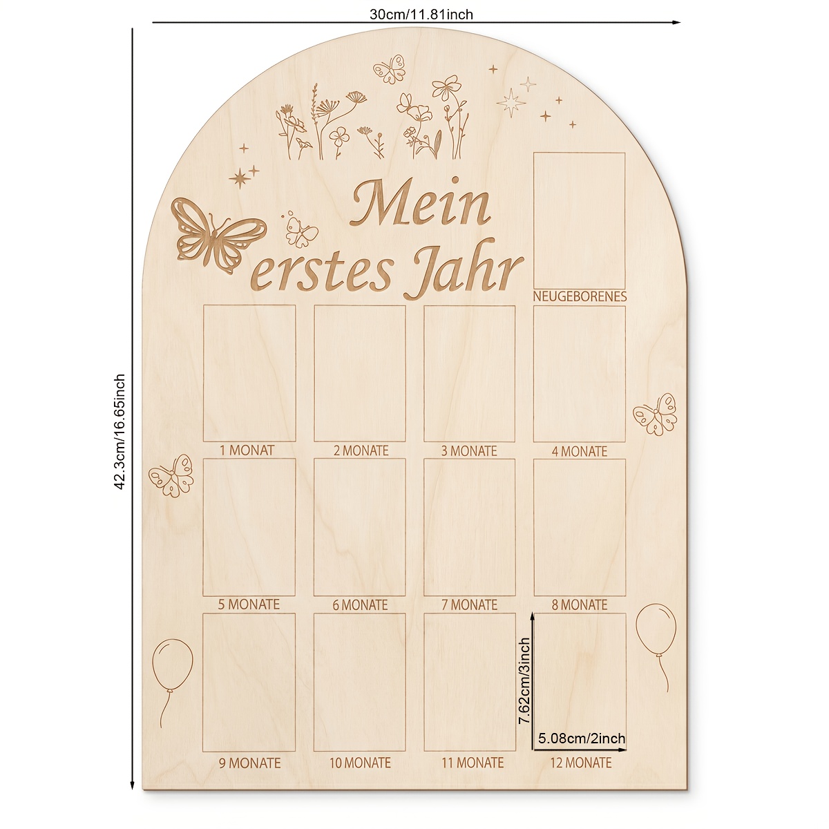 Image of 1pc Year Year Milestones Wooden Photo Board, For And Wild With 13 Photo Slots First Year Wooden Photo Sign For And Theme 1st Birthday Photo Board Party Decoration Home Decoration