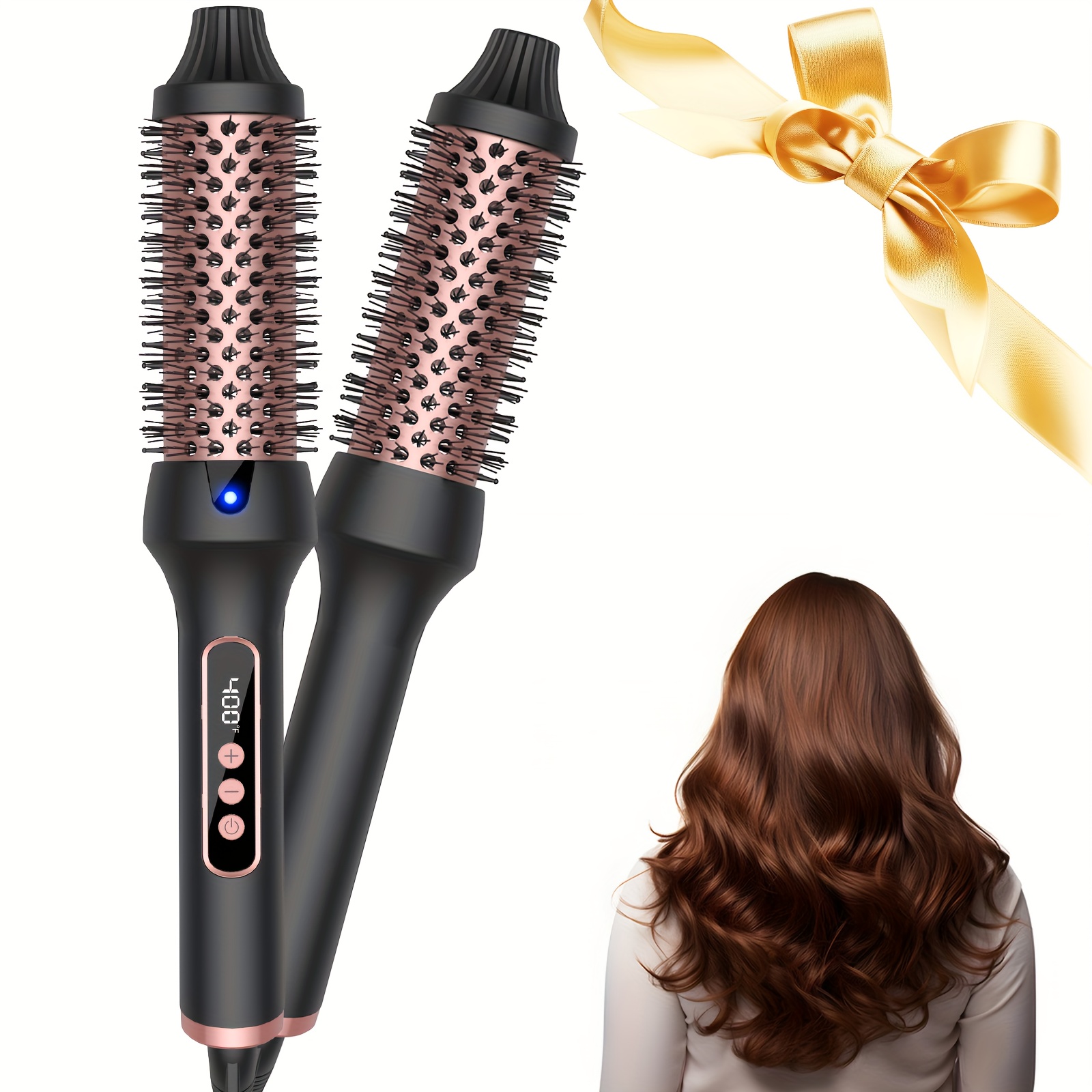 

Ionic Curling Iron Brush, Double Heating Hair Curling Comb, Fast Heat-up, Thermal Brush For Smooth Hair Care, Dual Voltage Hair Curler For Medium To Long Hair, Adjustable Temperature Control