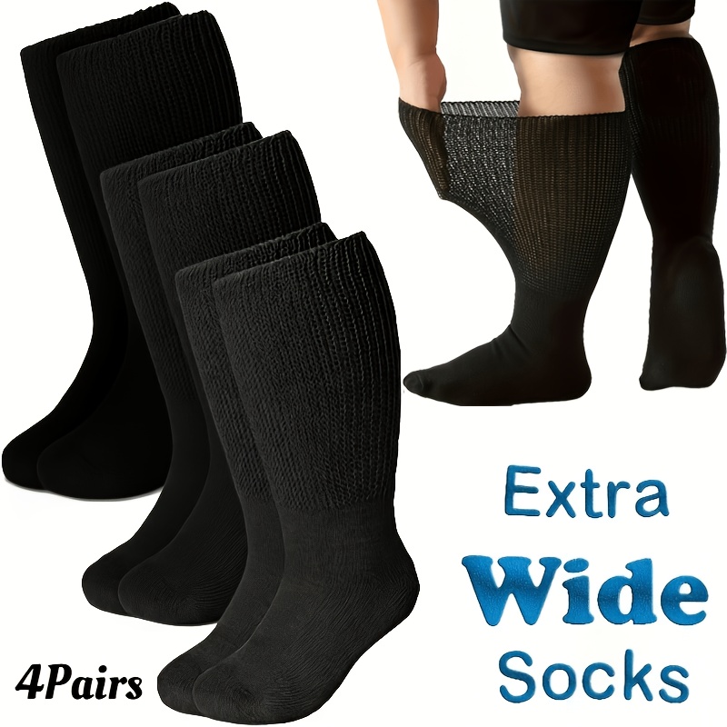 TEMU 4pairs Large Socks, Suitable For Men And Women, With Loose Elasticity And Stretchability, For The Elderly, Obese Individuals Mother's Day Gift