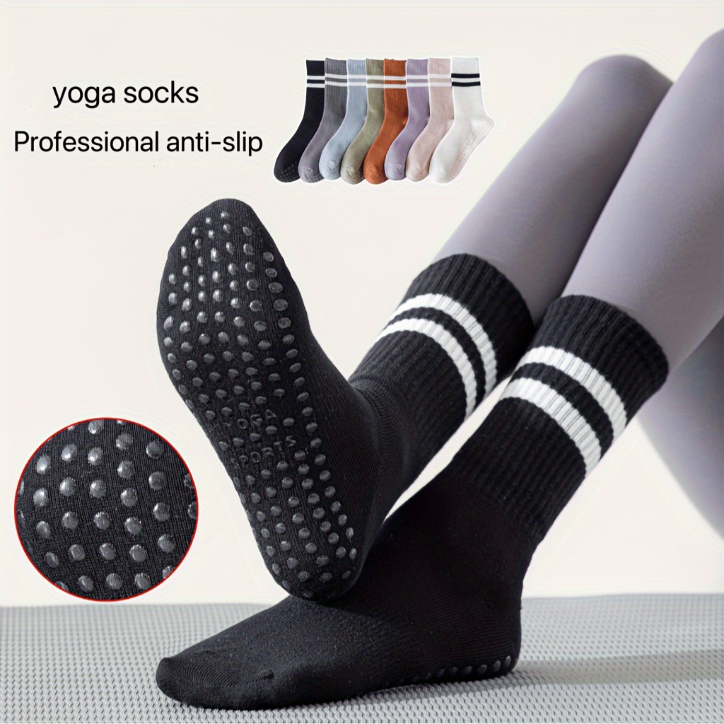 Pilates Socks Professional Anti-slip Socks Mid-calf Yoga Socks Non-slip Sports Solid Color Floor Socks Yoga Socks
