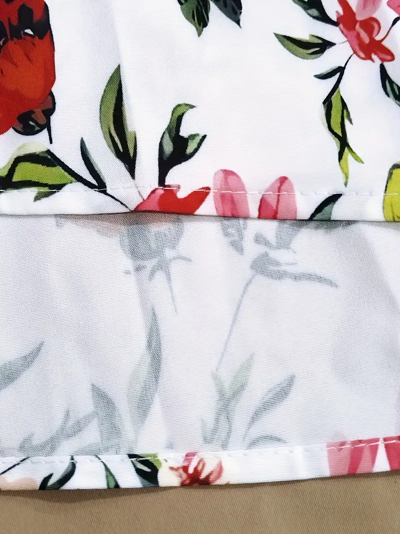 elegant floral maxi dress with hem spring summer dress round neck lightweight fabric adult women dress floral print dress lightweight fabric Product details 5