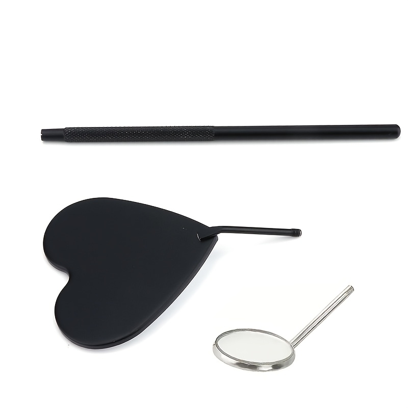 TEMU 2pcs Cute Eyelash Mirrors, Heart-shaped Detachable Stainless Steel Eyelash Mirrors, 45° Angle Design For Lash Extension, Lash Extension Supplies