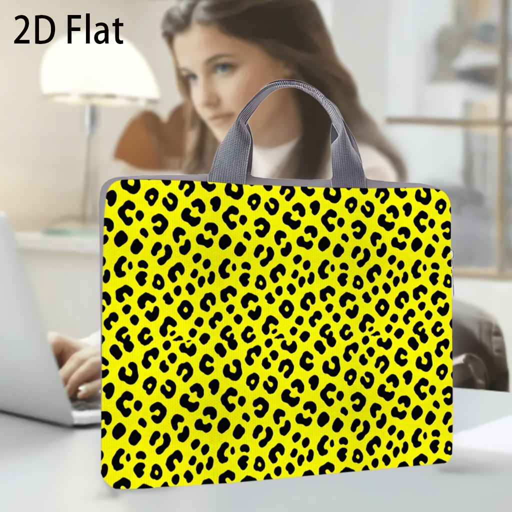 Bright Yellow Leopard Print Laptop Bag for Tablets and Laptops
