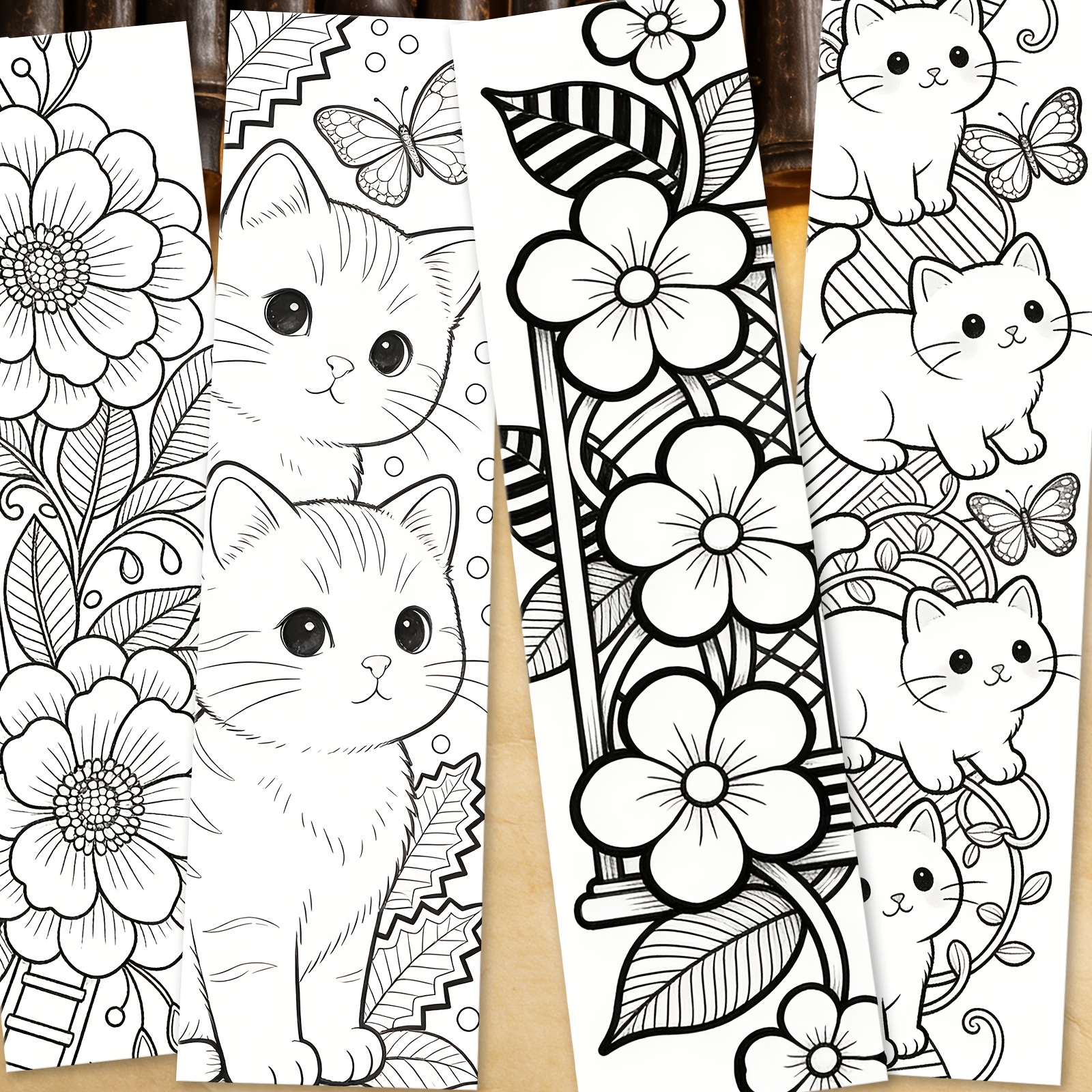 TEMU 20pcs Mandala Coloring Bookmarks Suitable For Coloring Books, Coloring Activity Sheets With Intricate Cat & Floral Patterns, Pages For &,