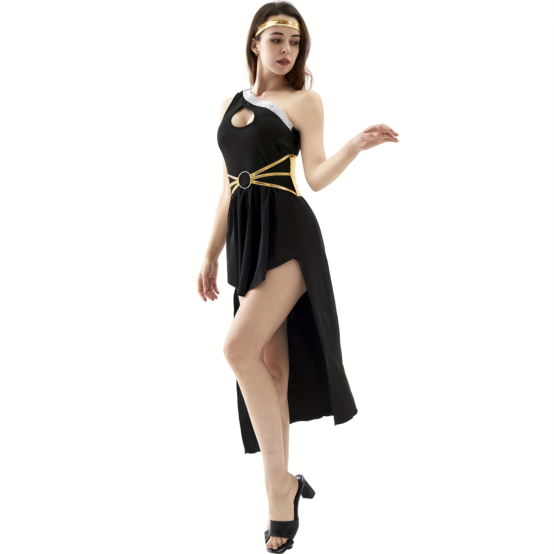 cleopatra costume black dress Plus Size Fitted Multicolor Sequin Gown by Poly USA W1124 main image 0