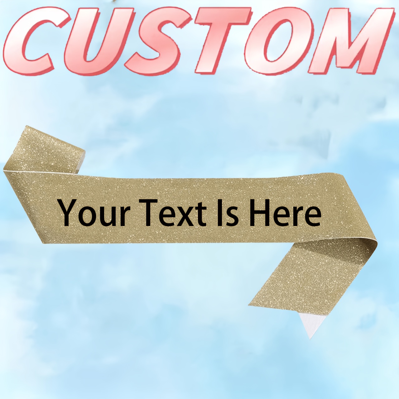 TEMU 1pc Customizable Personalized Glitter Sash With Custom Text/name - Elegant And Sparkly Shoulder Strap For Weddings, Birthdays, Graduations -