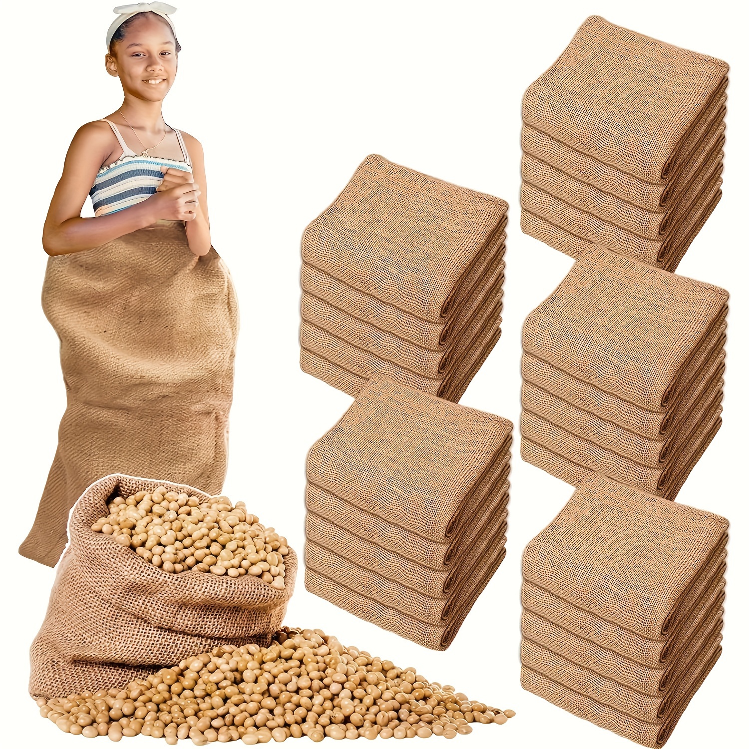 Jeu Sac Course Toile De Jute 4pcs 24