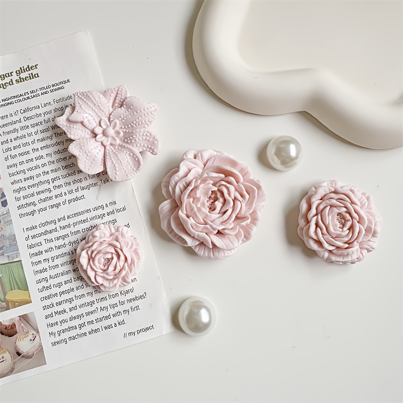 TEMU 6pcs Flower Magnets Suitable For Refrigerator Decorations, Resin Round Ornament With Base & Flower Capsule For Fridge Door, Ideal Gift For