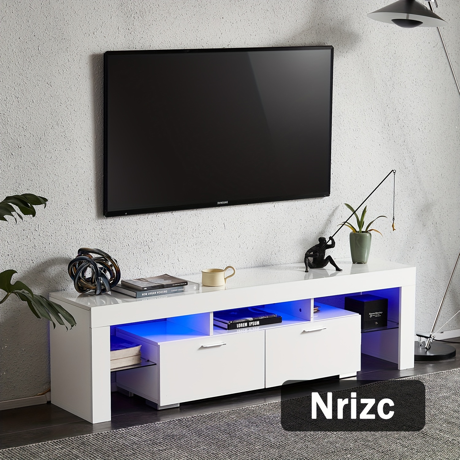 

Led Tv Stand For 65/70/75 Inch Tv, Entertainment Center With Storage Drawer, Industrial Table For Living Room And Bedrooms