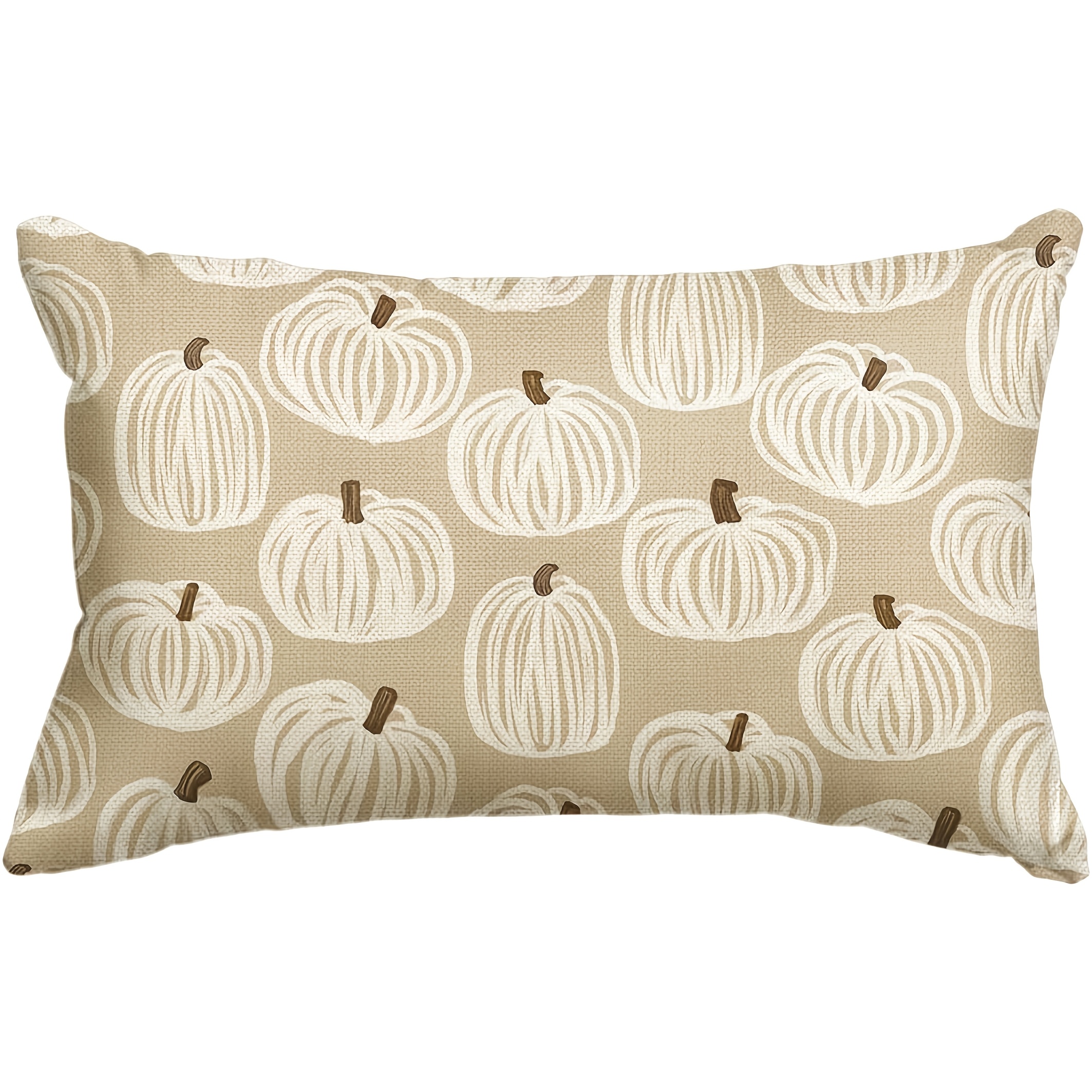 TEMU 1pc, Fall Lines Pumpkin Beige Pillow Covers, 12 X 20 Inch Seasonal Thanksgiving Harvest Decoration For Sofa Couch