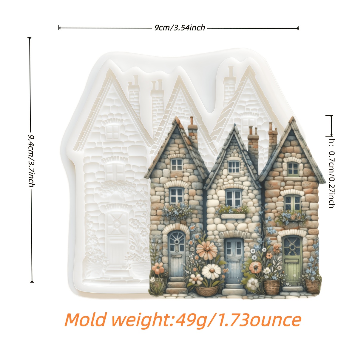Image of Silicone Molds For Rustic Countryside Cottages, Three-dimensional Flower Houses, Detailed Designs, Suitable For Party Gummies, Chocolate, Cake Decoration Baking Molds, And Handmade Decoration Tools