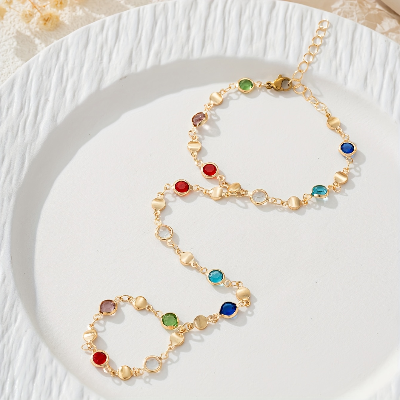 1pc Of Women's Fashion Bracelet, Bohemian Colorful Glass Chain Ring Bracelet, Festival Banquet Jewelry Additions ( Random)