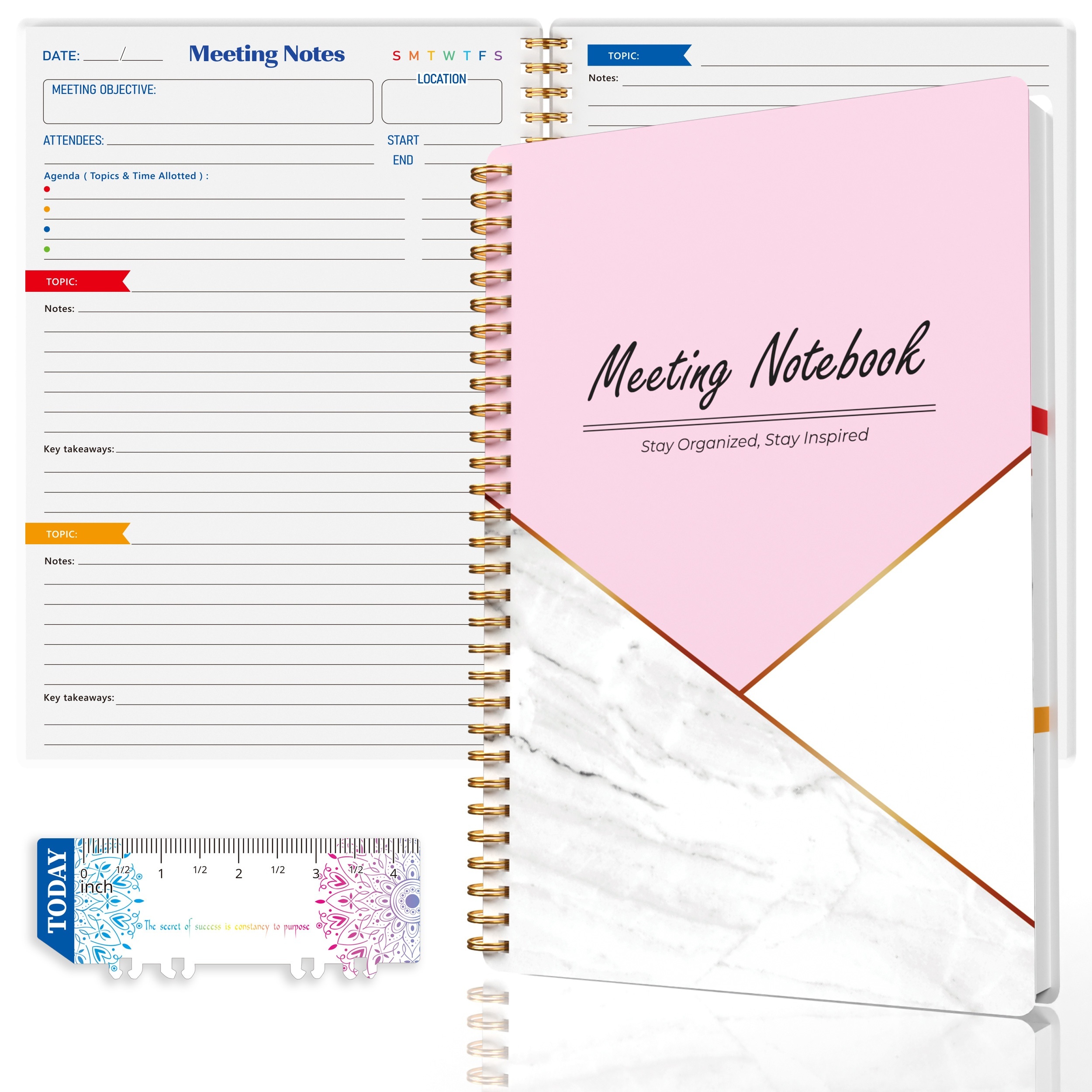 

1pc Efficient Meeting Notebook For Organized Work - Streamline Note-taking And Stay On Track With Agendas - Perfect Office Planning Tool For Professional Project Management, B5 (7x10in) - Pink Line