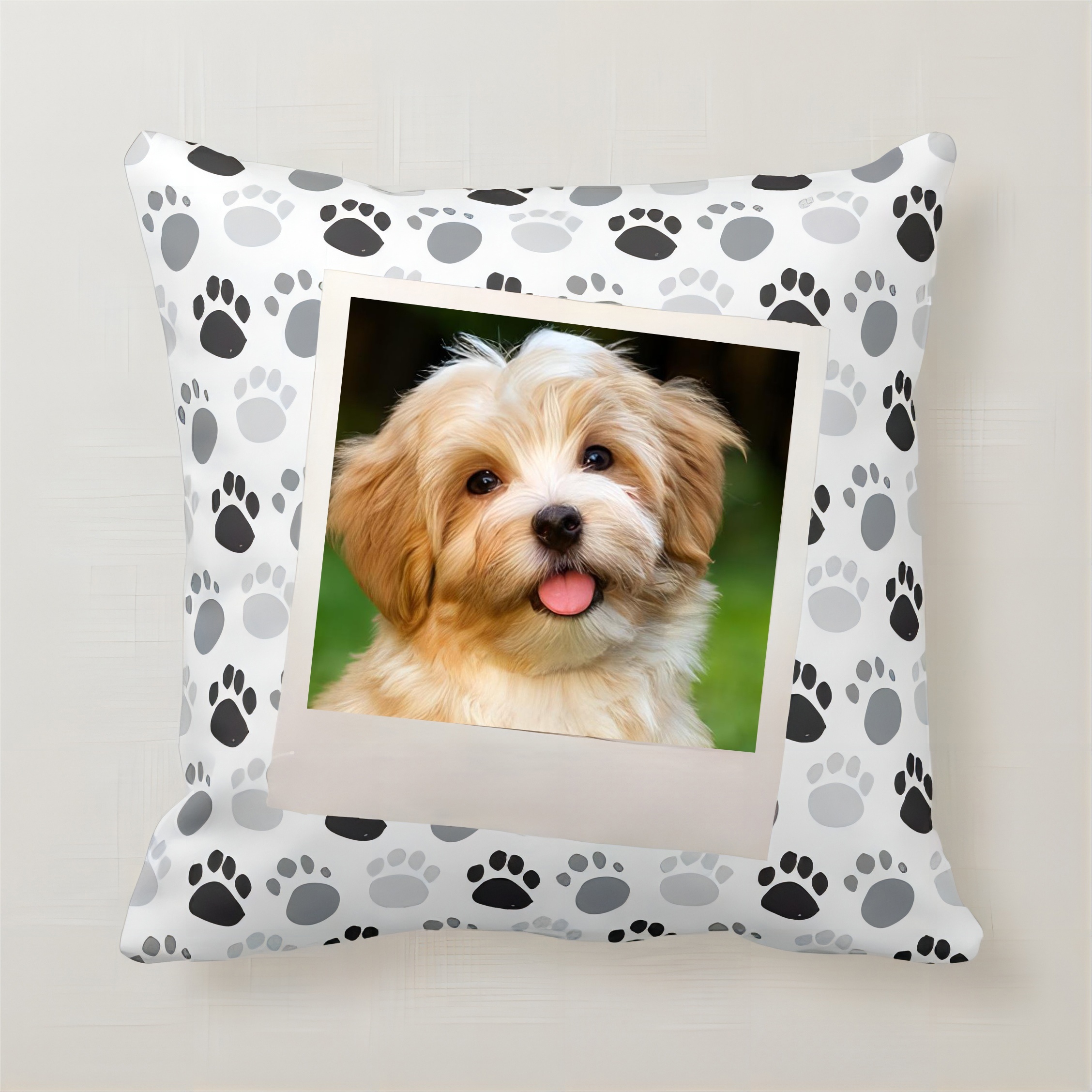 

1pc, Custom Short Plush Single Sided Printing Throw Pillow 18x18 Inch, Dog Paw Print Pillow, Dog Decorative Throw Pillows, Sofa Decoration, Bedroom Decoration, Without Pillow Core