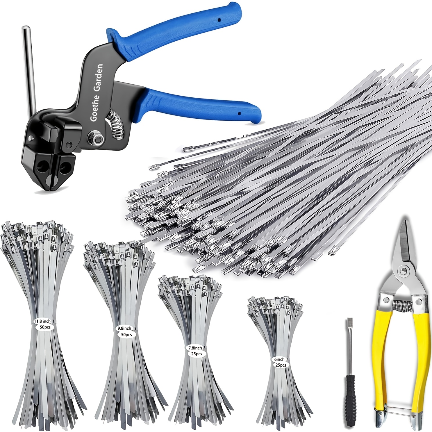 Metal Zip Ties of 100 Pcs, 8 in 304 Stainless Steel Cable Ties, Heavy