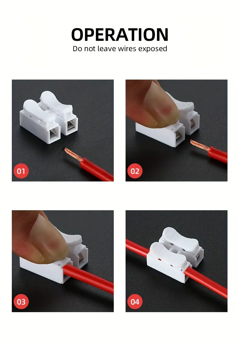 ch 2 quick connect wire terminals durable steel spring connectors for easy cable clamping supports 110v 240v details 1
