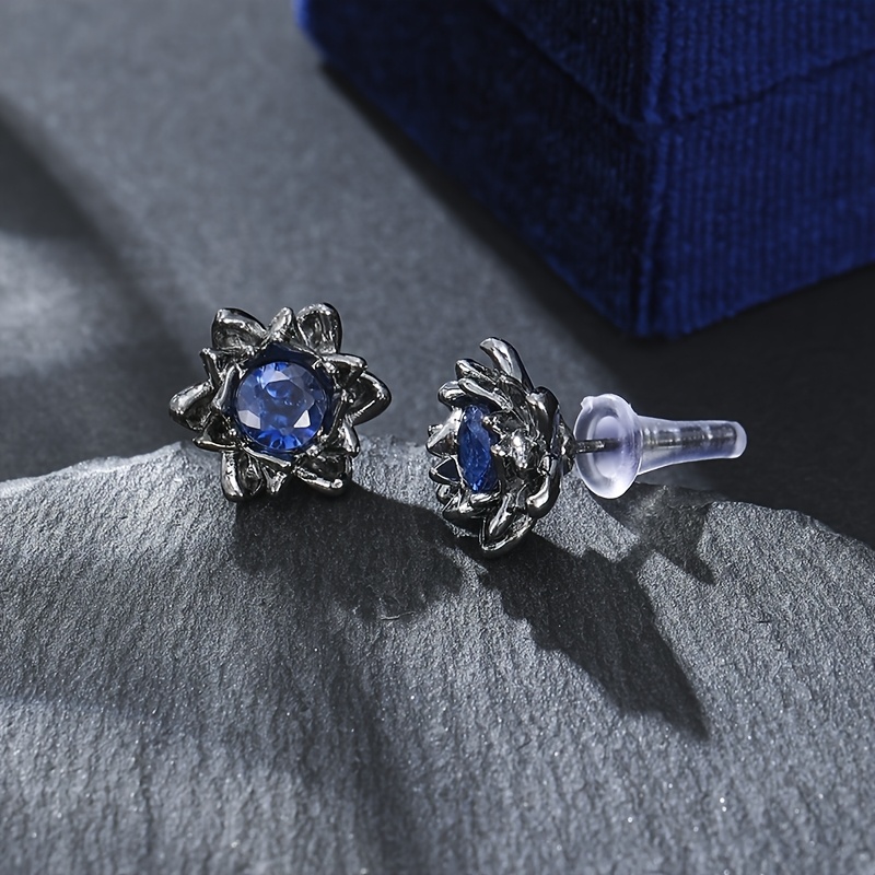TEMU 1 Paire de boucles d'oreilles élégantes en cuivre hypoallergénique avec motif lotus, revêtement unique, incrustation de artificielle, parfaites