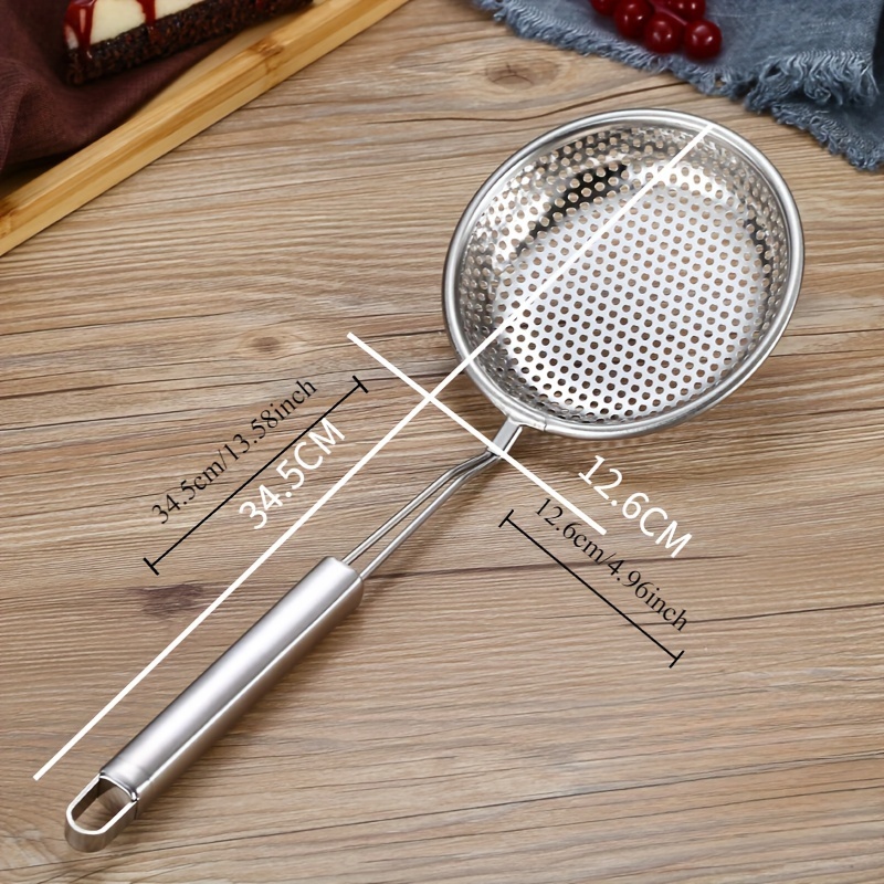 stainless steel slotted spoon with handle thickened multi size cooking and soup ladle essential kitchen tool details 3