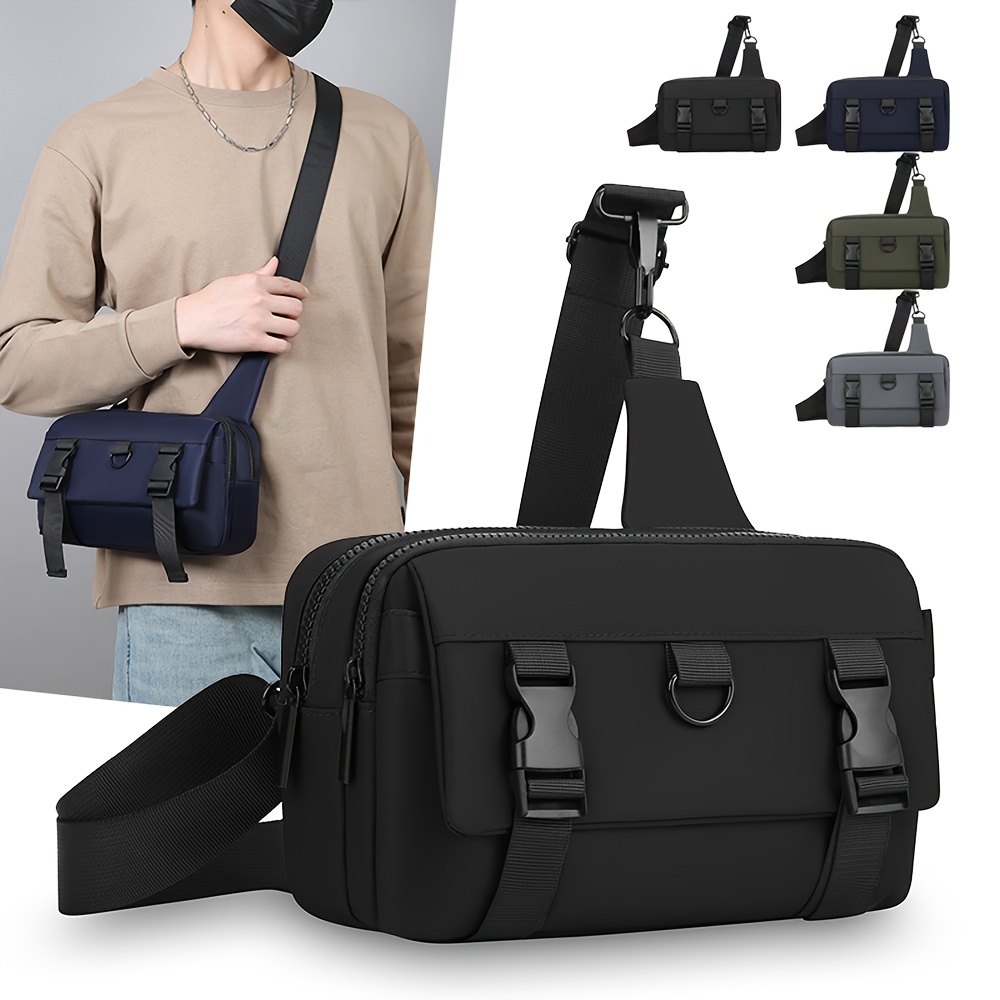 HUOHUO Men's Large-Capacity Multi-Pocket Chest Bag - Adjustable Crossbody Tote with Shoulder Strap, Suitable for Commuting, Travel &, Casual Carryall, for Smartphones/Tablets/