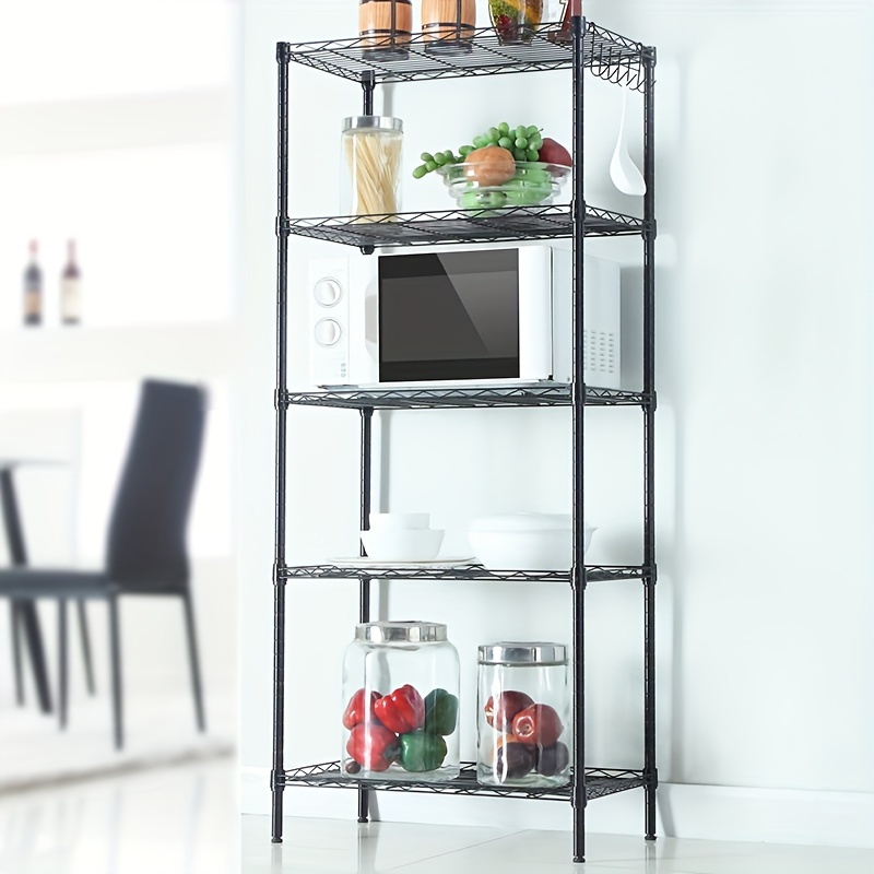 

Adjustable 5-tier Steel Storage Rack - Sleek & Organizer With Floor Standing Design, Kitchen Appliances & Food Storage Containers, Space-saving & Easy To , Kitchen Organizers And Storage