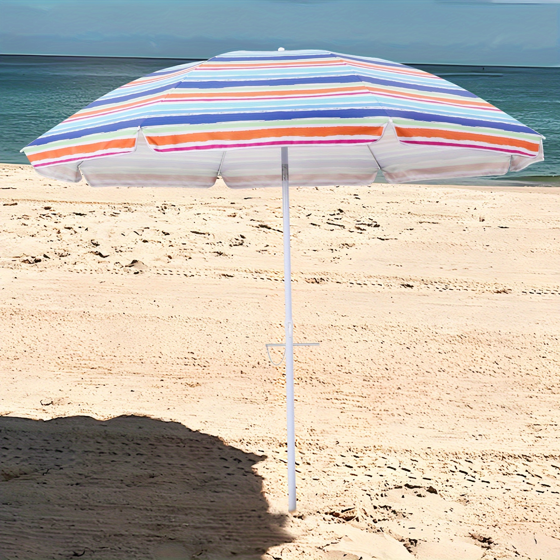 

Outdoor Umbrella - Sun Protection, Rain Resistant, With Manual Open-close - Ideal For Beach, Camping, And Picnics