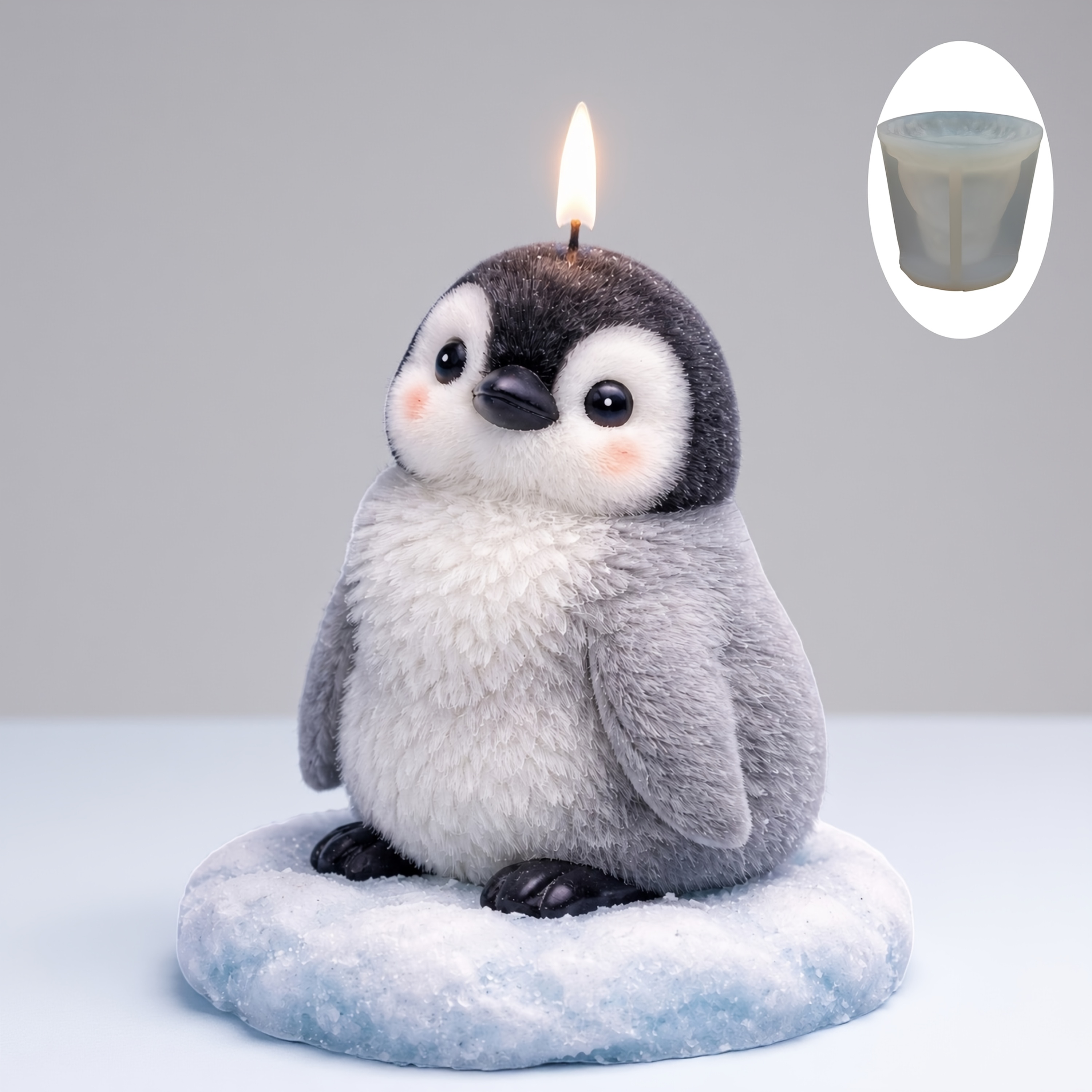 TEMU 3d Cute Baby Penguin Silicone Mold, Clay Mold For Making Shaped Scented Candle, Animal Decorative Candle For Home Decor, Christmas Winter Gift,