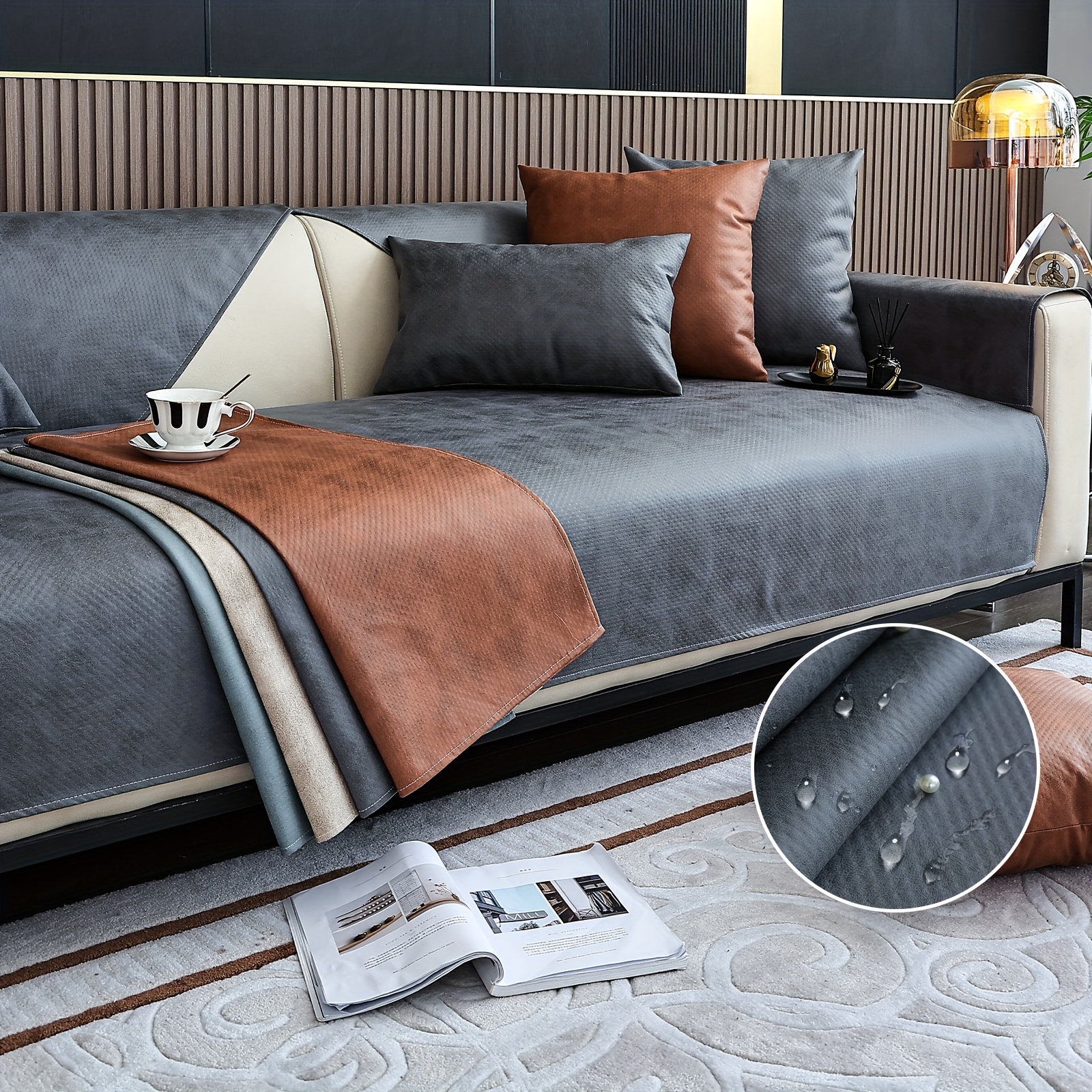 leather sofa cover sold on Temu United States