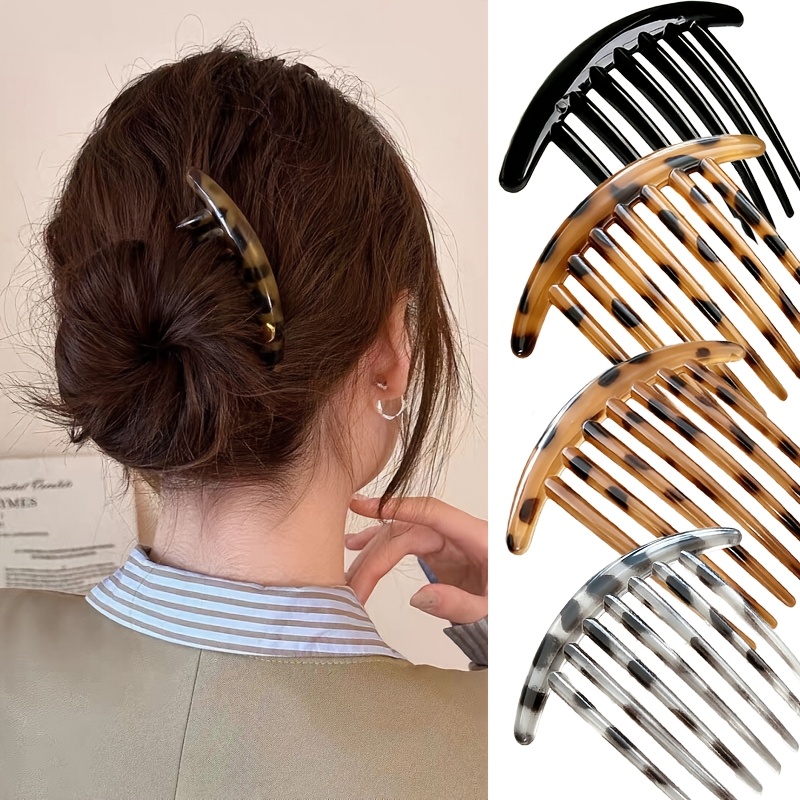 TEMU 4pcs Vintage -teeth Hair Forks, Elegant Hair Sticks Decorative Hair Accessories, Stylish Updo Hair Combs, Aesthetic Hair Ornaments For Women