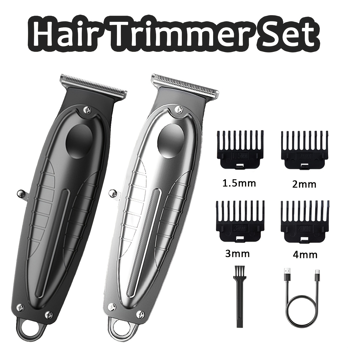 

Rechargeable Hair Trimmer Set For Men - Sleek Black Electric Grooming Kit With Lcd Display, 600mah Lithium Battery, Includes Blades & Accessories - Ideal Gift