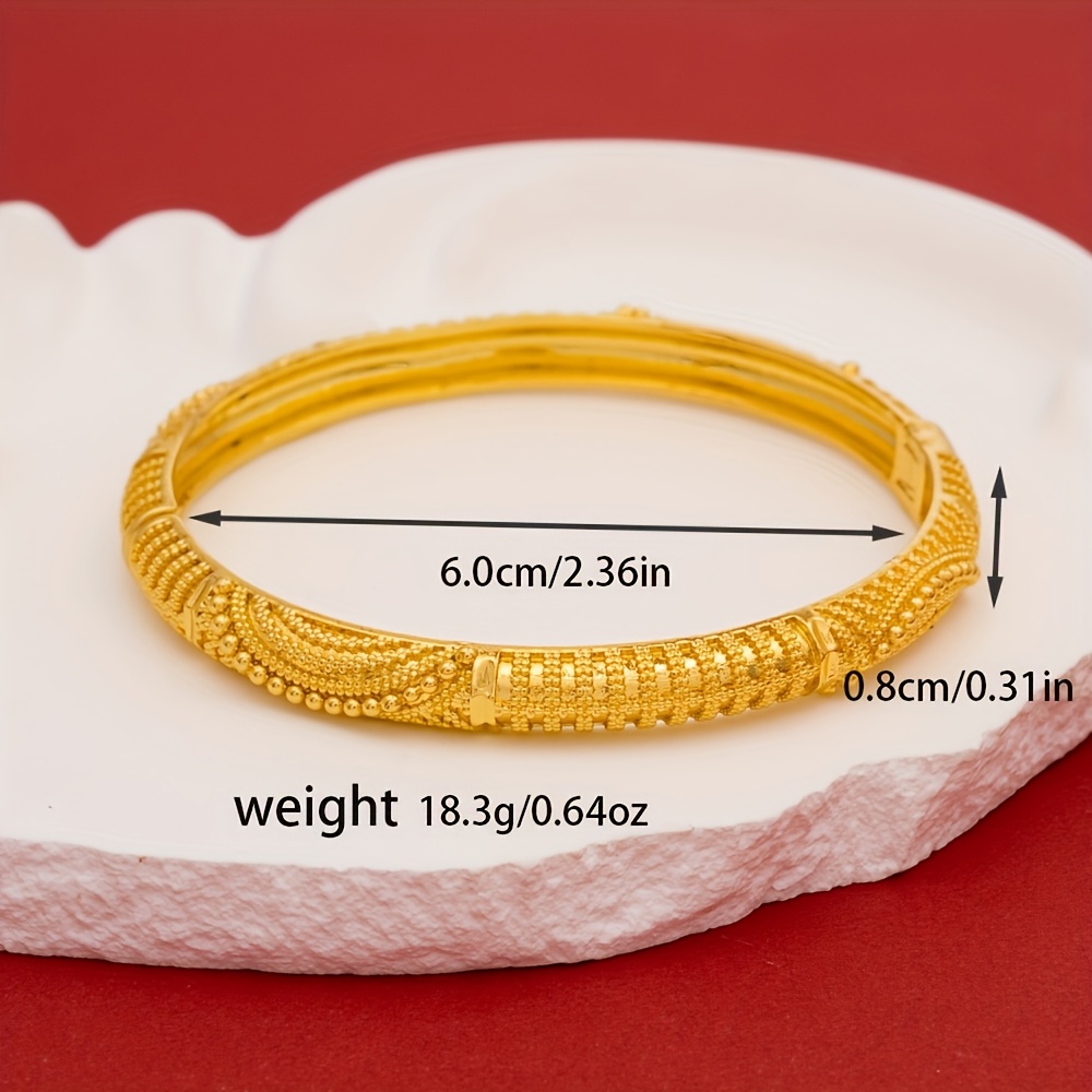 2pcs Copper Cuff Bracelets Intricate Carved Open Bangle