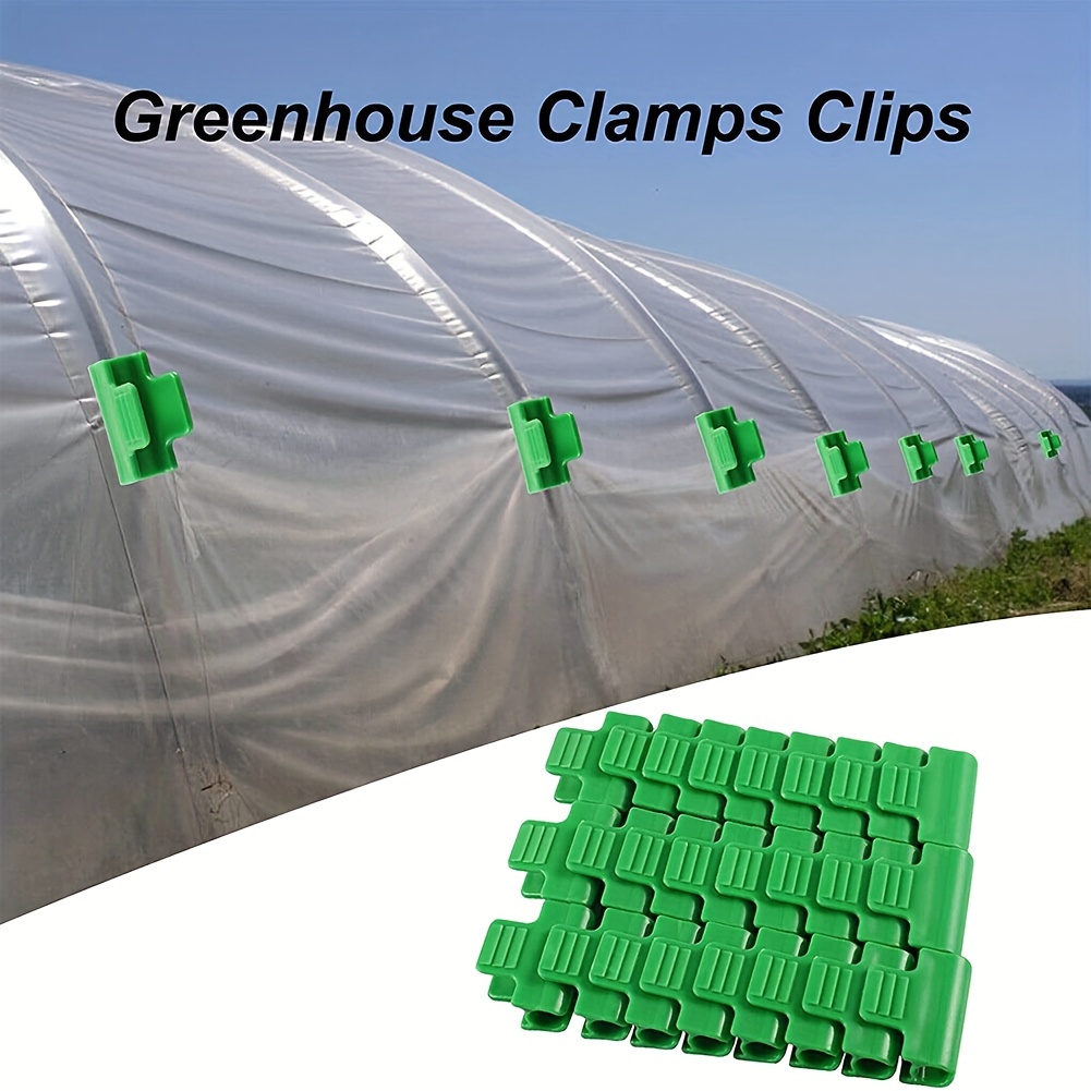 

50pcs Greenhouse Clips - Plastic Clamps For Garden Shade Netting, Grass Green - Secure Film And Fabric To Greenhouse Frame