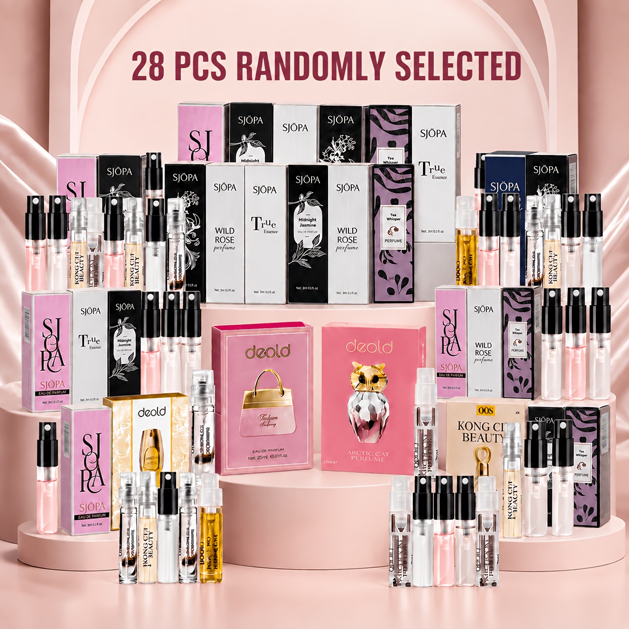 Image of 28pcs Women's Long-lasting Mini Perfume Bottles - 3-5% Fragrance Spray And Hair Mist, Suitable For Daily Wear And Gifts, Portable (floral/fruity//musky), Ideal For Perfume Lovers, Random Styles