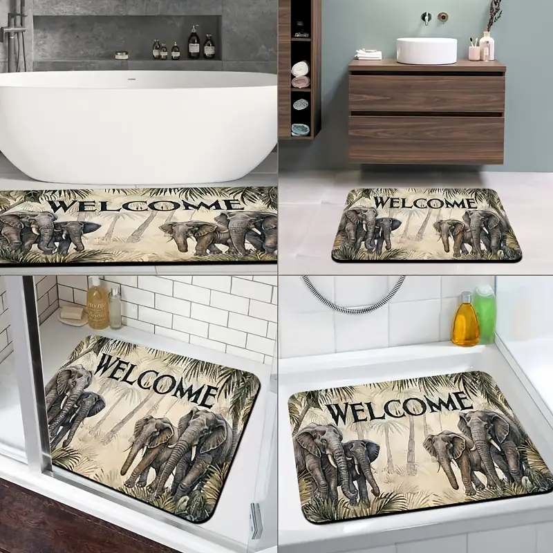 1pc diatomite bath mat welcome to the print design quick dry non slip absorbent floor mat soft and able suitable for bathroom shower room laundry room bedroom door mat rv bathroom bathroom non slip bathtub mat bath matts for bathroom bathroom mat long small bath mat rv bathroom mat shower room decorative bath mat modern floor mat mat durable bath mat rectangular mat floor rv owners small Product details 8
