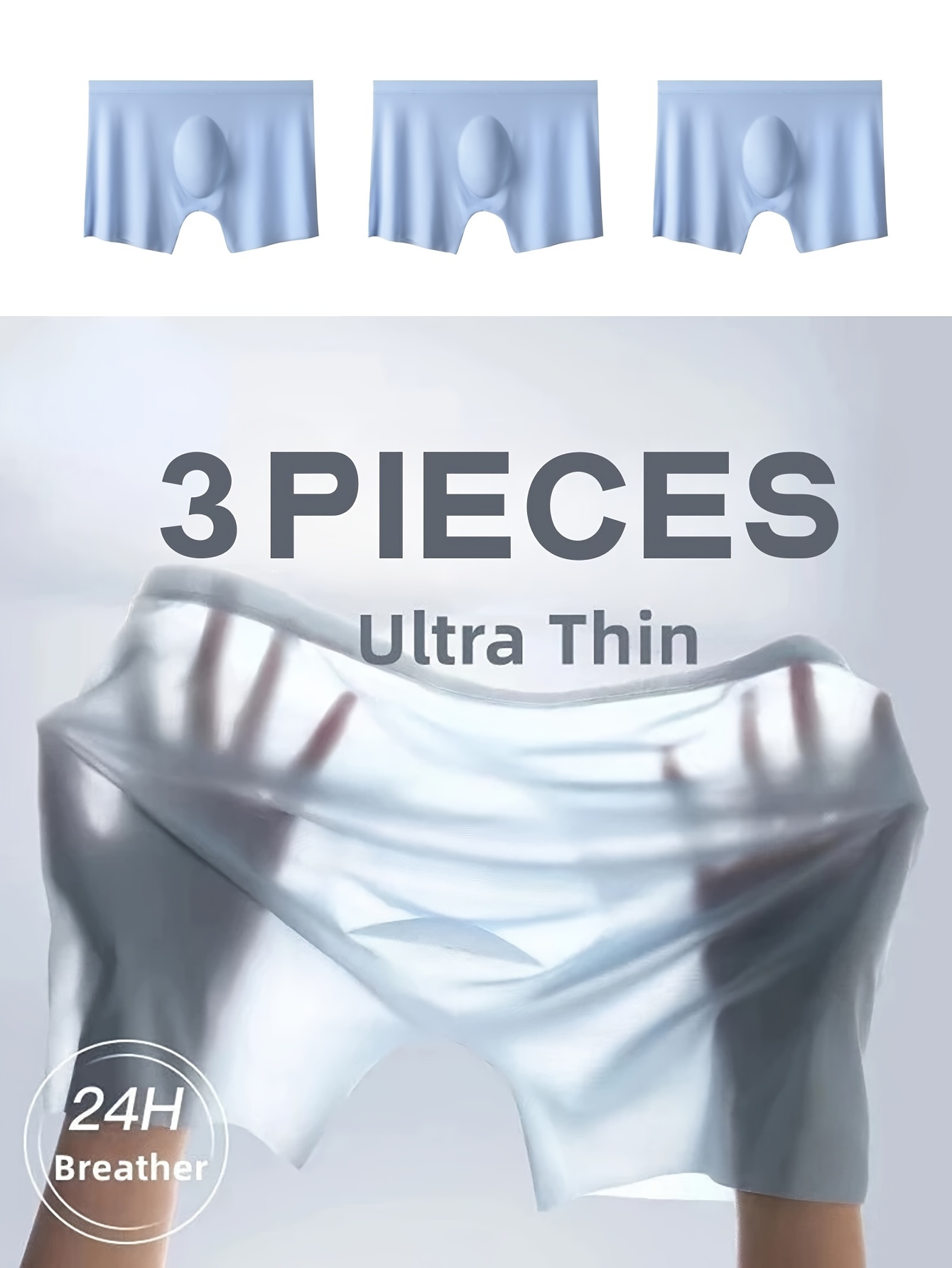 BEST ONE CHA Men Seamless Underwear Ice Silk Sexy See-Through Briefs  Underwear Shorts Ultra-Thin Mini Bikini, 3color, Small