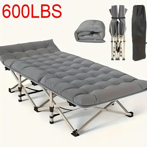adult folding bed camping bed portable folding outdoor bed 75 inch multifunctional lounge chair with side pockets and handbag suitable for outdoor courtyard garden lounge chair heavy duty bed weighing 500
