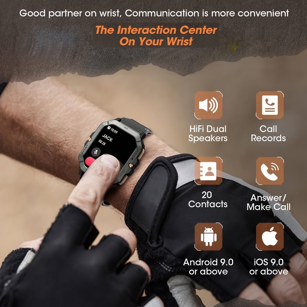 5.13 cm Full Screen Touch Smart Watch for Men with AI Voice, 100+ Sports Modes, Sleep, Step, Calorie, Pressure Monitoring, Calls And SMS Alerts, Sports Watch Smart Band for iPhone/Andriod - Image 3